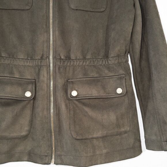 Andrew Marc New York Olive Green Faux Suede Jacket Size Medium - Picture 2 of 9